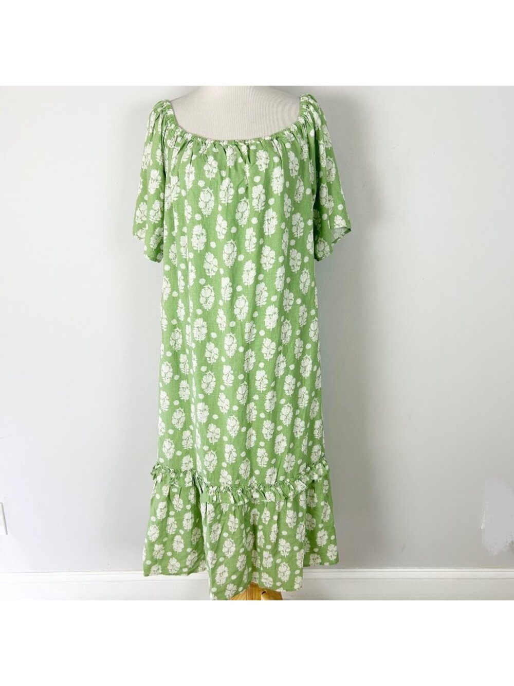 NEW Crown & Ivy Green Floral Tiered Maxi Dress Spring Easter Size XL Women's
